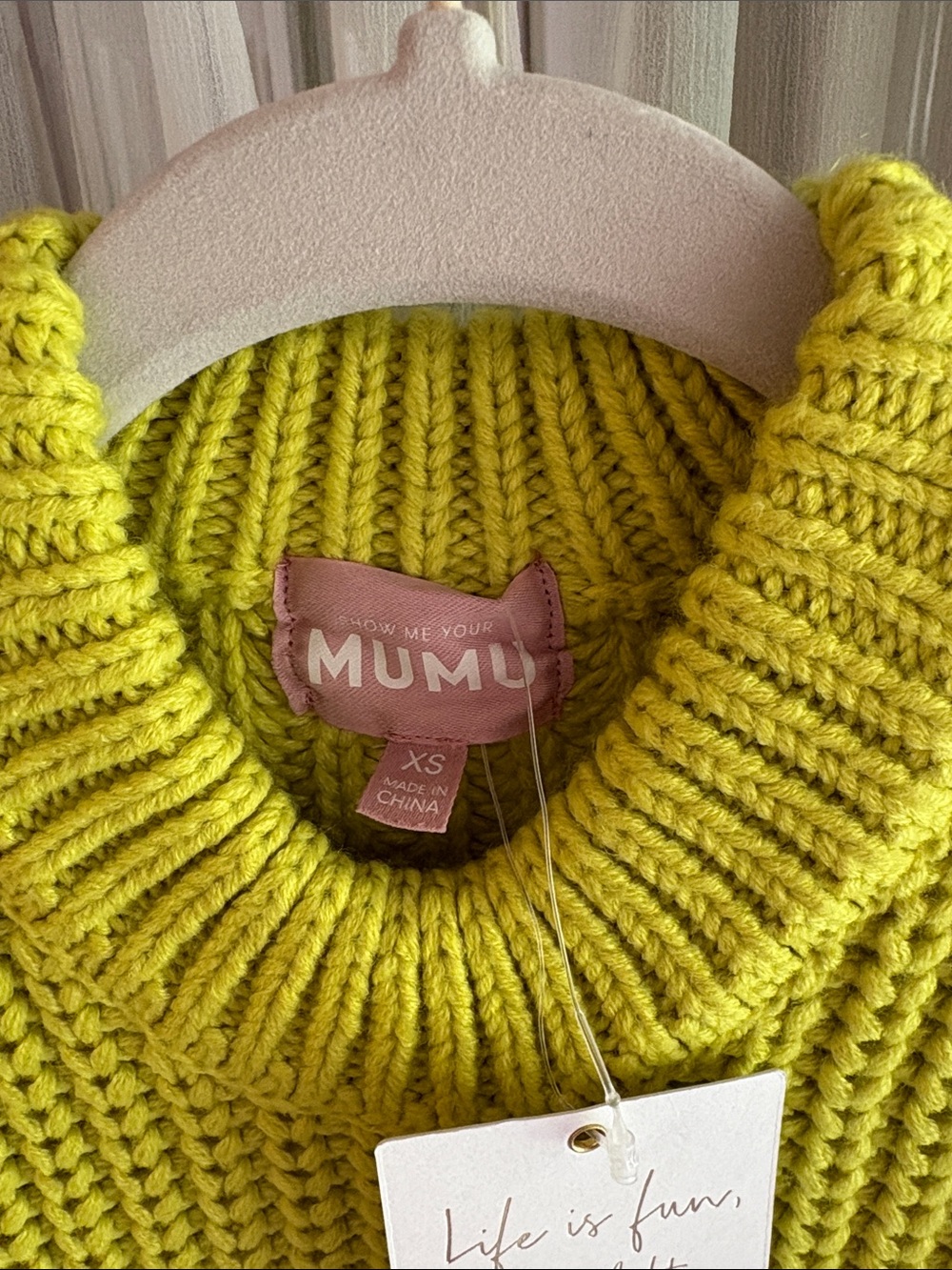 Show Me Your MuMu Lime Green Chunky Crewneck Sweater - Picture 2 of 3